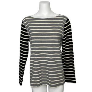 J. Crew Stripe Wide Neck Cotton Sweater XL